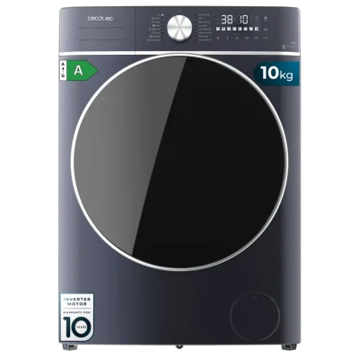 Lavadora secadora Cecotec Bolero Wash&Dry 10680 Inverter Ice Blue B frontal con puerta abierta