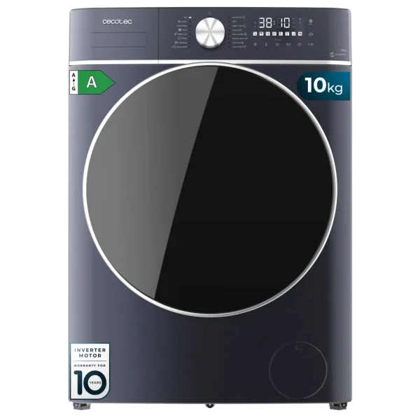Lavadora secadora Cecotec Bolero Wash&Dry 10680 Inverter Ice Blue B frontal con puerta abierta