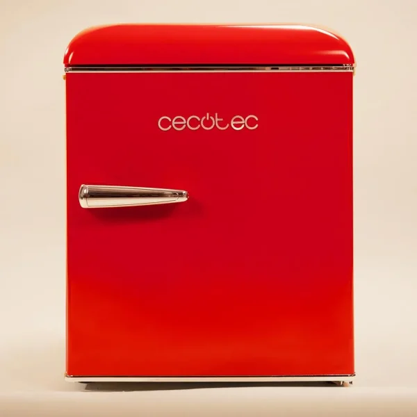 Imagen 8 Mini frigorífico retro rojo Cecotec de 45L, altura 55cm y eficiencia clase E. Diseño vintage ideal para oficinas y dormitorios con bajo nivel sonoro.