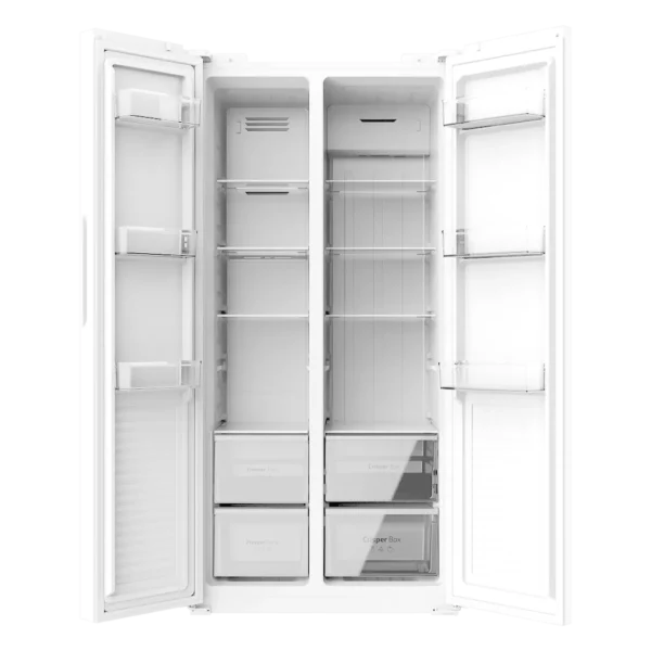 Imagen 4 Frigorífico Side by Side Bolero CoolMarket SBS 430 White E de 430 L con tecnología Total No Frost, motor Inverter Plus y clasificación energética E en color blanco.