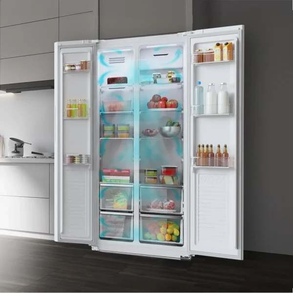 Imagen 7 Frigorífico Side by Side Bolero CoolMarket SBS 430 White E de 430 L con tecnología Total No Frost, motor Inverter Plus y clasificación energética E en color blanco.