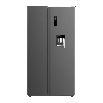 Frigorífico americano Bolero CoolMarket SBS 559 Dark D de Cecotec en acabado acero oscuro con dispensador de agua y pantalla táctil frontal