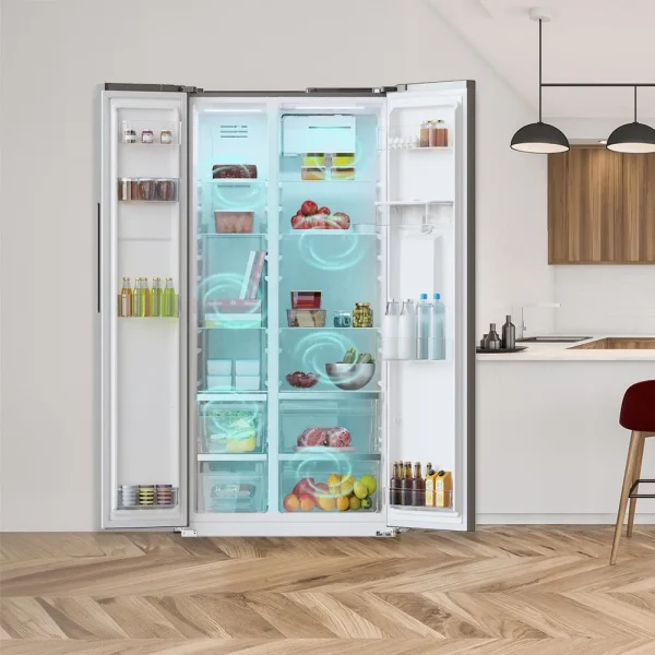 Imagen 8 Frigorífico americano Bolero CoolMarket SBS 559 Dark D de 559L. Clase D, motor Inverter, Total NoFrost y dispensador de agua en elegante acabado Dark Inox.