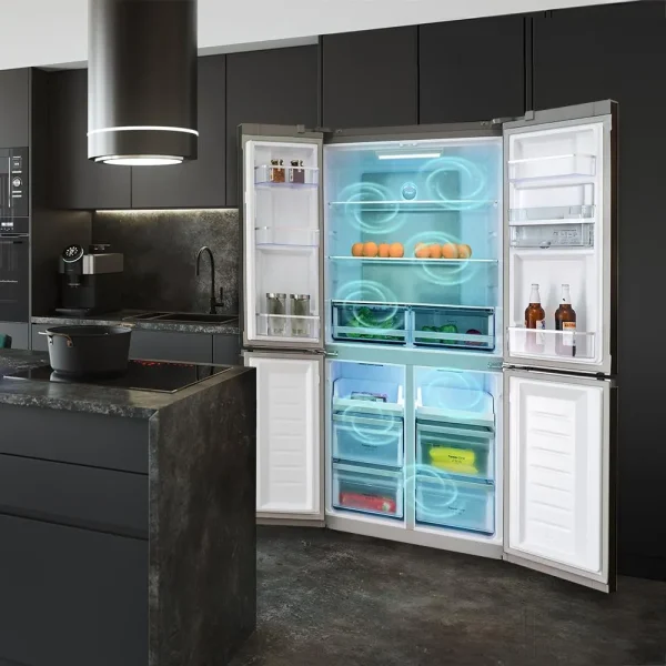 Imagen 7 Frigorífico americano Cross Door de 564 L con motor Inverter Plus, tecnología Metal Cooling y dispensador de agua. Eficiencia energética E y diseño Inox.