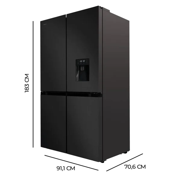 Imagen 3 Frigorífico americano Cross Door Bolero CoolMarket 4D 564 Dark E con 564L, motor Inverter Plus, tecnología Total No Frost y dispensador de agua. Eficiencia E.