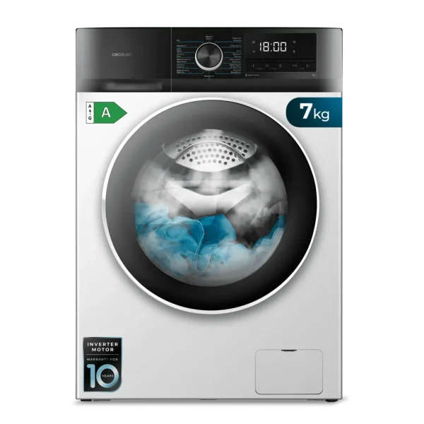 Lavadora de carga frontal Cecotec Bolero Dresscode 7500 Inverter A en color blanco con tambor Pearl Drum