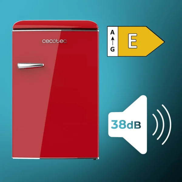 Imagen 3 Mini frigorífico retro Cecotec Bolero CoolMarket TT Origin 110 Red E de 110L, clase E, con Icebox, diseño vintage rojo y luz LED. Ideal para espacios reducidos.