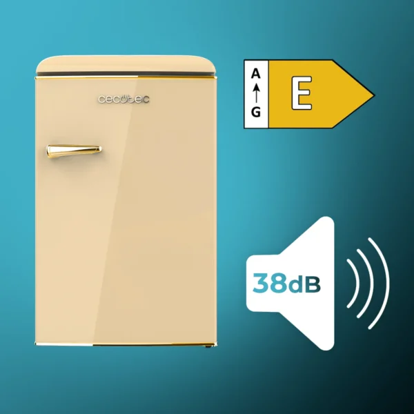 Imagen 3 Mini frigorífico retro Cecotec Bolero CoolMarket TT Origin 110 Beige de 110L, eficiencia clase E, Icebox y diseño vintage. Ideal para espacios reducidos.