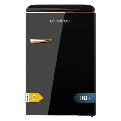 Mini frigorífico retro Cecotec Bolero CoolMarket TT Origin 110 Black E de color negro con tirador cromado y abridor lateral