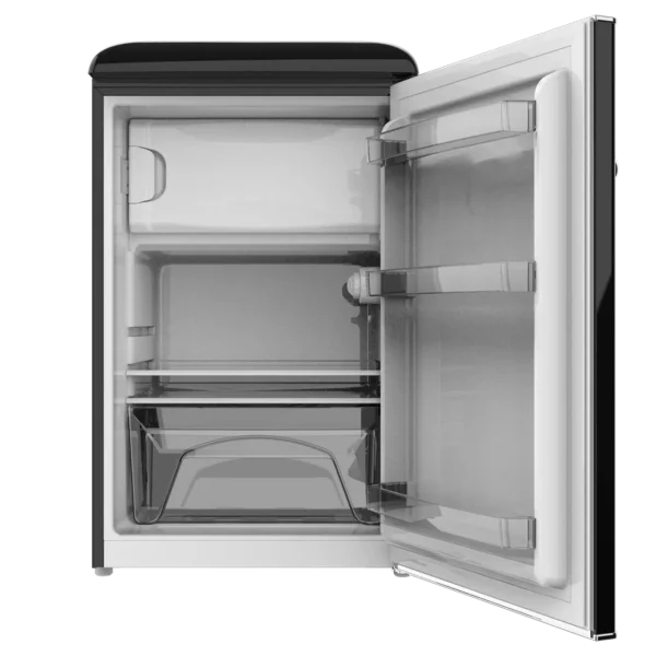 Imagen 4 Frigorífico retro Bolero CoolMarket TT Origin 110 Black E de 110L con clase E, ICEBOX, iluminación LED y abridor de botellas. Diseño vintage elegante en negro.