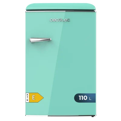 Frigorífico retro Bolero CoolMarket TT Origin 110 Green E de color verde con tirador cromado y abridor de botellas integrado