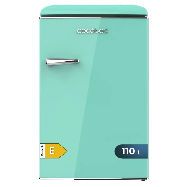 Frigorífico retro Bolero CoolMarket TT Origin 110 Green E de color verde con tirador cromado y abridor de botellas integrado