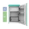 Imagen 4 Mini frigorífico retro Bolero CoolMarket TT Origin 110 Green E de 110L, eficiencia clase E, Icebox, luz LED interior y diseño vintage en color verde.