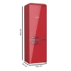 Imagen 3 Frigorífico combi retro Bolero CoolMarket Origin 300 Red E de 300L y clase E. Diseño vintage en rojo con tirador cromado y luz LED interior para tu cocina.