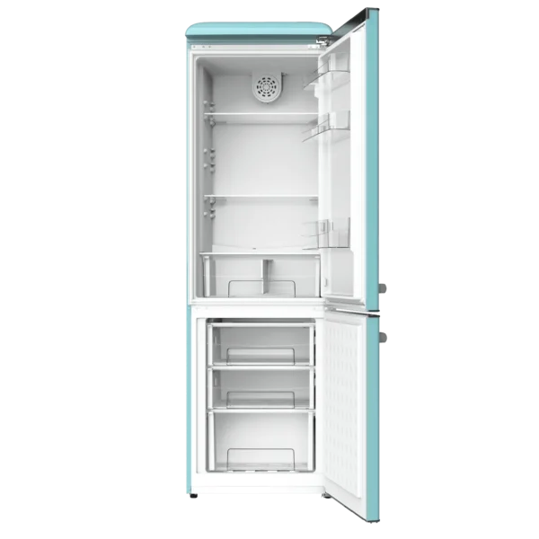 Imagen 4 Frigorífico retro combi Cecotec de 300L con diseño vintage en azul, clase energética E, luz LED interior y abridor de botellas integrado. Estilo y eficiencia.