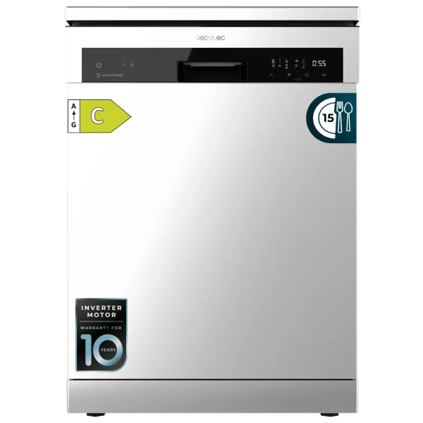 Lavavajillas Cecotec Bolero Aguazero 6500 Inox C de acero inoxidable con Motor Inverter Plus y tercera bandeja