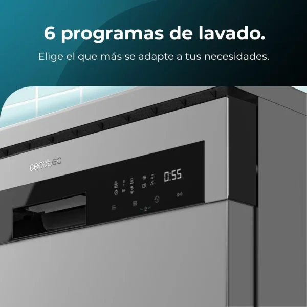 Imagen 7 Lavavajillas Bolero Aguazero 6500 Inox C de 60 cm con capacidad para 15 cubiertos, motor Inverter Plus, 6 programas, tercera bandeja y sistema de secado Dry+.