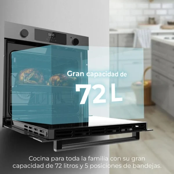 Imagen 7 Horno integrable Cecotec Bolero Hexa M226000 Matt A de 75L. 7 funciones, 2800W, Steam Assist y diseño elegante en negro mate. Eficiencia energética clase A.
