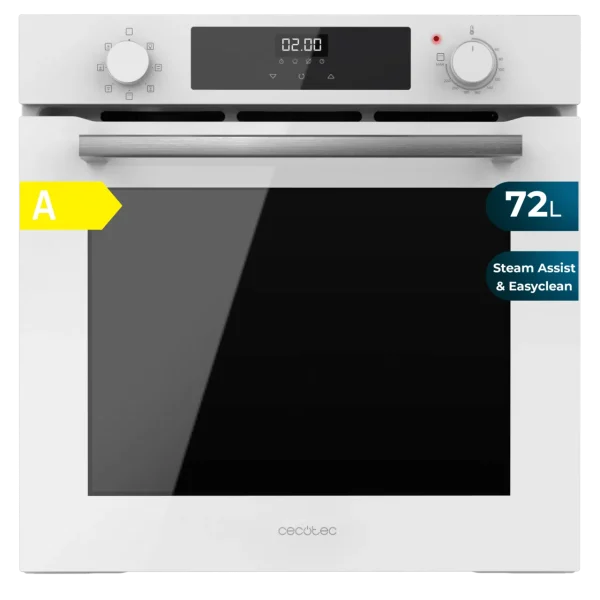 Horno integrable Bolero Hexa M226000 Glass White de Cecotec con frontal de cristal blanco y mandos escamoteables.