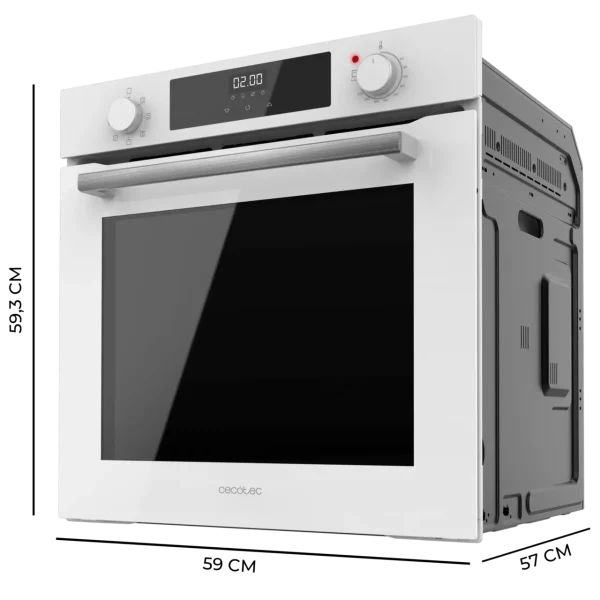 Imagen 3 Horno integrable Cecotec Bolero Hexa M226000 Glass White de 75L. 7 funciones, Steam Assist y eficiencia A para resultados profesionales en tu cocina moderna.