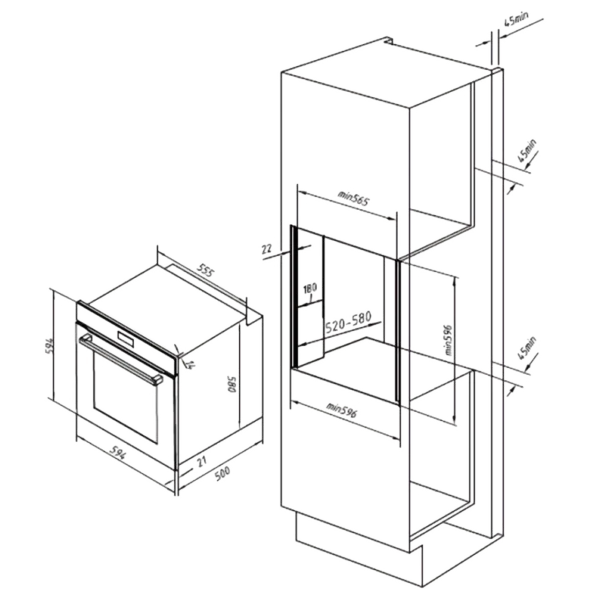 Imagen 6 Horno integrable Cecotec Bolero Hexa M226000 de 75L. Con 7 funciones, Steam Assist y acabado Glass Grey. Eficiencia energética A y potencia de 2800W.