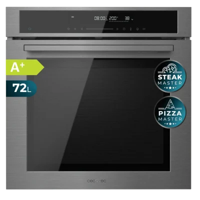 Horno integrable multifunción Cecotec Bolero Hexa SM406000 Edge+ con panel táctil y acabado en acero inoxidable.