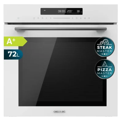 Horno integrable multifunción Cecotec Bolero Hexa SM406000 Glass White con Steak Master y Pizza Master