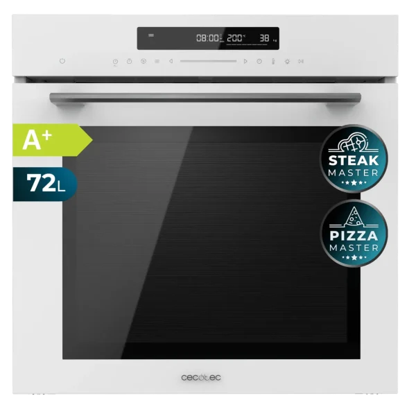 Horno integrable multifunción Cecotec Bolero Hexa SM406000 Glass White con Steak Master y Pizza Master