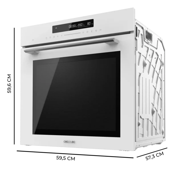 Imagen 5 Horno integrable Cecotec Bolero Hexa SM406000 de 75L, 13 funciones, Pizza Master y Steak Master. Clasificación energética A+ y diseño en cristal blanco.