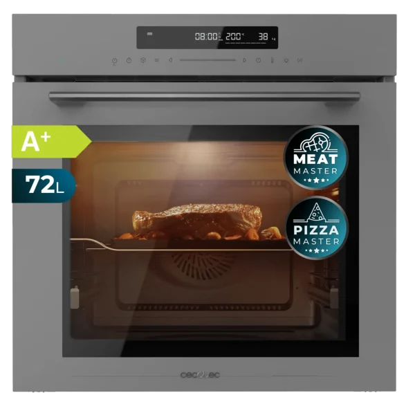 Imagen 2 Horno integrable Cecotec Bolero Hexa SM406000 Glass Grey A+ de 75 L. Con 13 funciones, Steak Master y Pizza Master. Potencia de 2900 W y eficiencia energética.