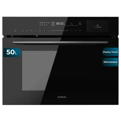 Horno integrable microondas Cecotec Bolero Hexa MWS704500 Glass Black con pantalla digital y acabado en cristal negro