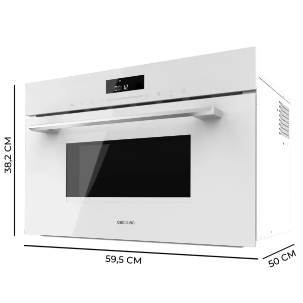 Imagen 3 Microondas integrable Bolero Hexa MW703800 Glass White de 34L con grill, defrost y menús automáticos. Diseño elegante en cristal blanco para tu cocina moderna.