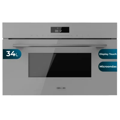 Microondas integrable Cecotec Bolero Hexa MW703800 Glass Grey de 34 litros con frontal de cristal gris y controles digitales