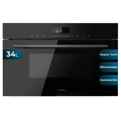 Horno microondas integrable Cecotec Bolero Hexa MWO703800 Line de 34 litros con panel de control táctil y acabado premium en acero y vidrio negro