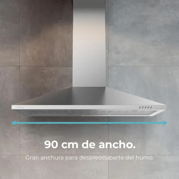 Imagen 5 Campana extractora piramidal Bolero Flux PM 903500 Inox B de 90 cm. Potencia de 65W, succión de 350 m3/h y eficiencia energética clase B para un aire limpio.