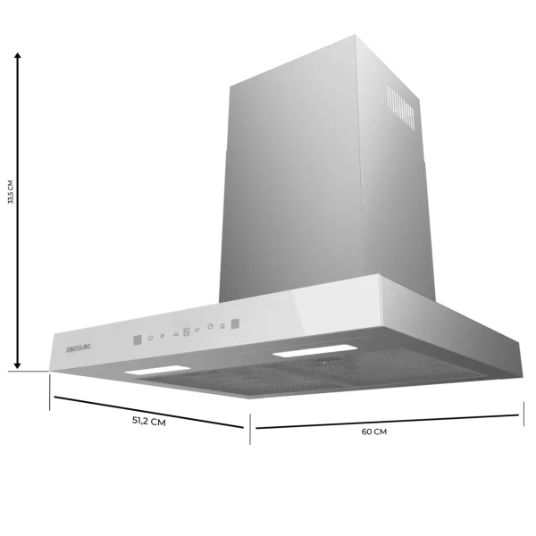Imagen 3 Campana extractora Bolero Flux TT 605500 Glass White A++ de 60 cm. Succión de 550 m³/h, control táctil, sensor de humos y control gestual para tu cocina.