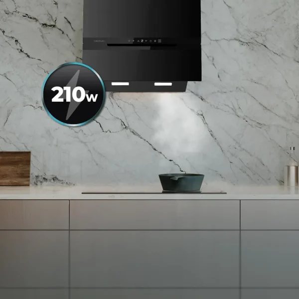 Imagen 8 Campana decorativa Bolero Flux DT 608010 Glass Black A++ de 60cm, succión 800m3/h, control gestual, sensor de humos y máxima eficiencia energética clase A++.