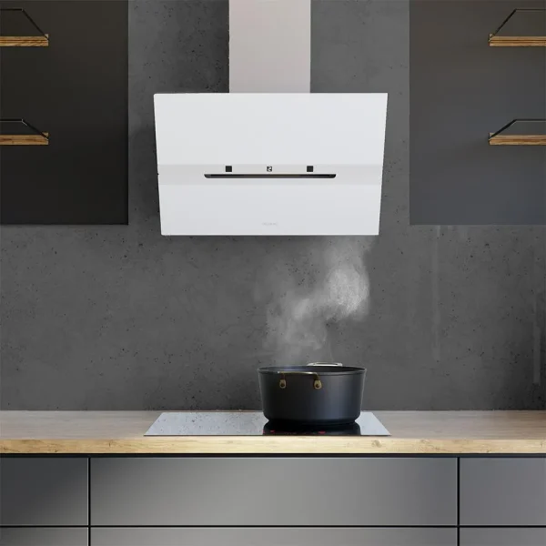 Imagen 6 Campana decorativa Cecotec de 60 cm, succión 800 m³/h y eficiencia A++. Incluye control gestual, sensor de humo y acabado en cristal blanco con motor de 220W.