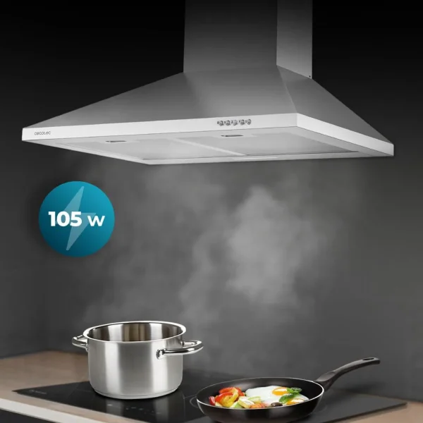 Imagen 8 Campana piramidal Cecotec Bolero Flux PM 604300 Inox C de 60 cm. Potencia de succión de 403 m3/h, acabado en acero inoxidable y controles mecánicos de precisión.