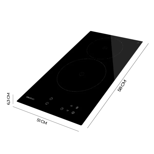 Imagen 3 Placa vitrocerámica Cecotec Bolero Squad V 2001 con 2 zonas, 3000 W de potencia, 9 niveles y control táctil. Diseño compacto y eficiente para tu cocina.