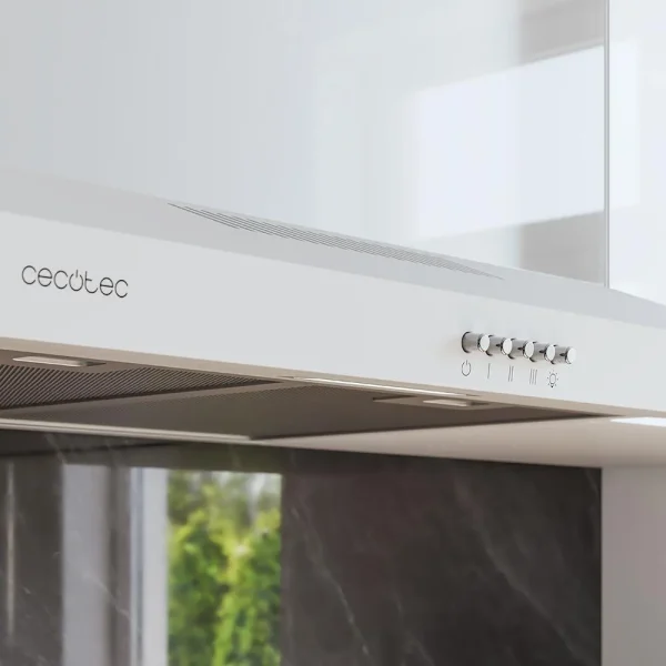 Imagen 7 Campana convencional Bolero Flux CM 602200 White B de 60 cm. Potencia de succión 220 m3/h, eficiencia clase B y 3 niveles de potencia regulables.
