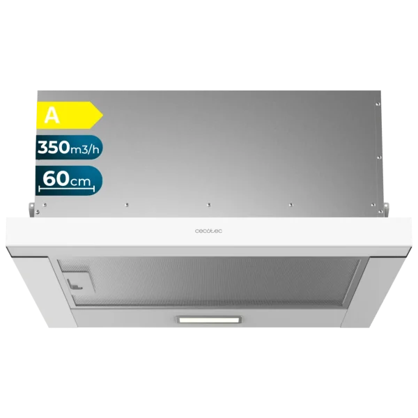 Campana extractora telescópica Bolero Flux TLM 603500 White A de 60 cm en color blanco instalada bajo mueble