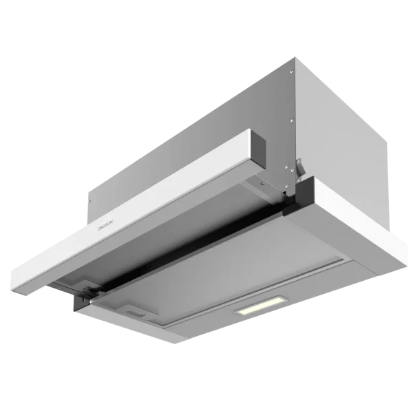 Imagen 4 Campana telescópica Bolero Flux TLM 603500 White A de 60 cm con succión de 350 m3/h, motor de 70 W y eficiencia energética clase A. Ideal para cocinas compactas.
