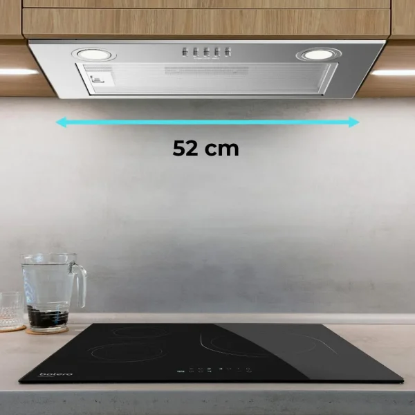 Imagen 5 Campana integral Cecotec de 52 cm con 350 m3/h de succión, motor de 70 W y acabado inox. Eficiencia clase B y filtros de carbono para una cocina sin humos.