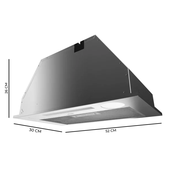 Imagen 3 Campana integral Bolero Flux IT 525500 Inox A++ de 52 cm. Potencia de 550 m3/h, motor de 75W, control táctil y eficiencia energética A++ para una cocina limpia.