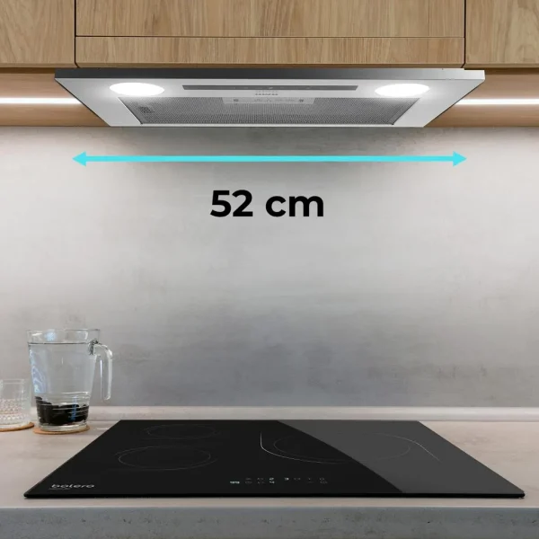 Imagen 5 Campana integral Bolero Flux IT 525500 Inox A++ de 52 cm. Potencia de 550 m3/h, motor de 75W, control táctil y eficiencia energética A++ para una cocina limpia.