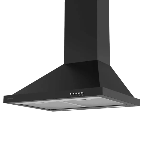 Imagen 3 Campana piramidal Cecotec Bolero Flux PM 606500 Black A de 60 cm. Potencia de succión de 650 m3/h, eficiencia clase A, motor de 165W y elegante acabado negro.