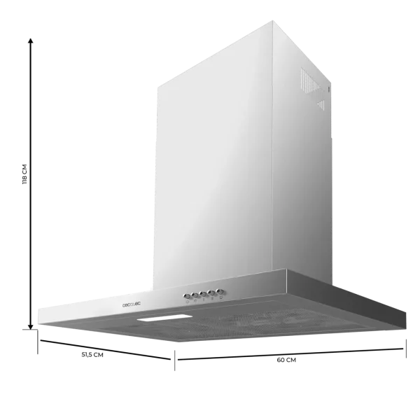 Imagen 3 Campana extractora Bolero Flux TM 603500 Inox B de 60 cm. Succión de 350 m³/h, motor de 70 W, eficiencia clase B y filtros de carbono para un aire limpio.