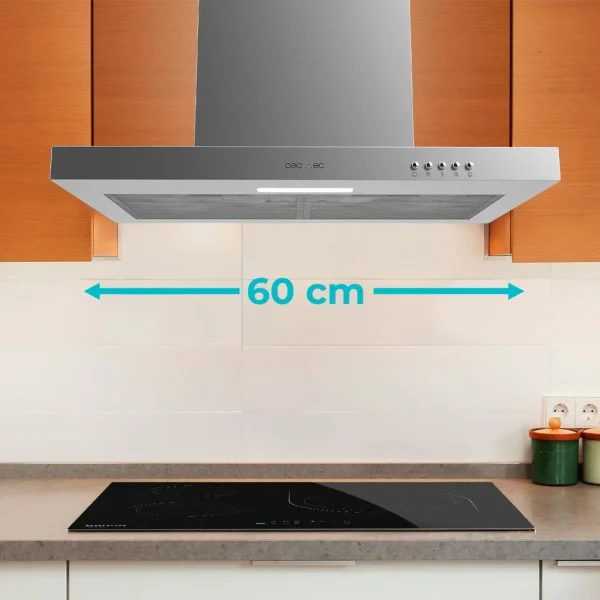 Imagen 5 Campana extractora Bolero Flux TM 603500 Inox B de 60 cm. Succión de 350 m³/h, motor de 70 W, eficiencia clase B y filtros de carbono para un aire limpio.