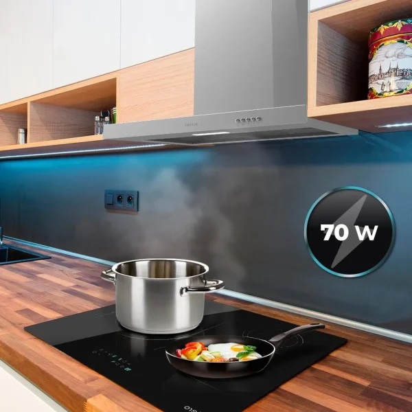 Imagen 8 Campana decorativa Bolero Flux TM 703500 Inox B de 70 cm. Potencia de succión de 350 m³/h, eficiencia energética clase B y acabado en acero inoxidable duradero.